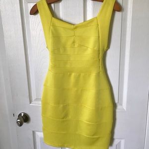 Yellow backless mini party dress